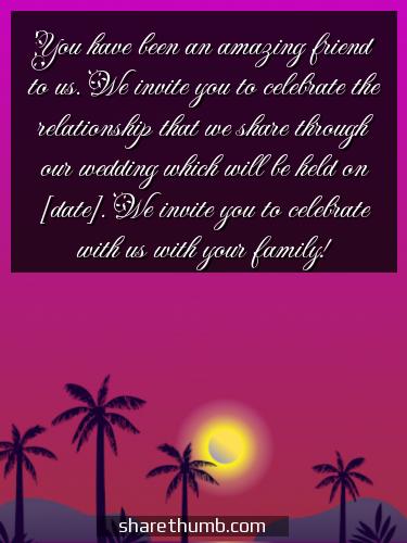 marriage invitation to friends message
